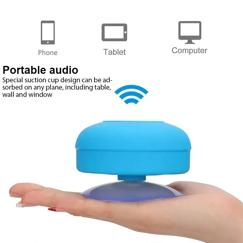 Altavoz Bluetooth inalámbrico resistente al agua con ventosa para coche y ducha.