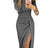 Slit Slash-neck Dress Women Sparkling Slim Long Dress Summer Korean Fashion Dinner Dress Bodycon Solid  Women Dresses Vestidos - Lootquake