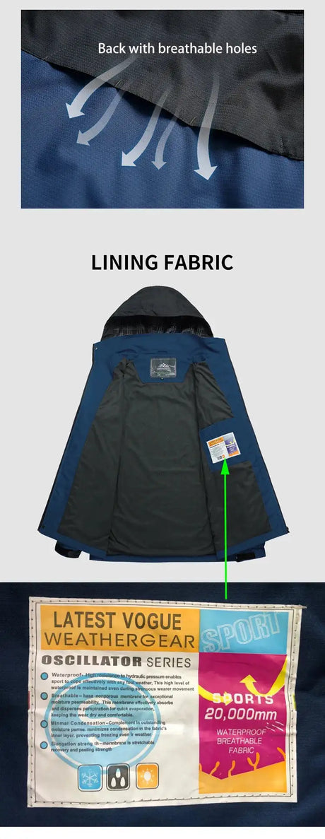 Men Autumn Jacket Camping Hiking Trekking Windbreaker Waterproof With Hood Spring Outdoor Sports Travel Climbing Coats - Lootquake