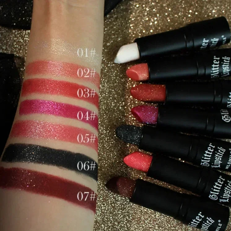 Diamond Pearlescent Lipstick Waterproof Long Lasting Non-stick Cup Matte Velvet Shiny Lipsticks Red Sexy Lips Makeup Cosmetics