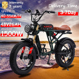 Bicicleta eléctrica de montaña plegable AKEZ, inteligente y potente, con suspensión total de litio de 1500 W, 26 Ah y 48 V, con neumáticos anchos.