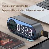 Altavoz Bluetooth inalámbrico silencioso, despertador RGB TWS, USB, LED, espejo, reloj digital FM, pantalla grande, decoración para sala de estar y oficina.