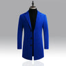 2024 Spring Autumn New Long Cotton Coat New Wool Blend Pure Color Casual Business Fashion Men's Clothing Slim Windbreaker Jacket - Lootquake
