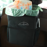 Cubo de basura con tapa y bolsillos de almacenamiento, 100 % a prueba de fugas, organizador impermeable, multiusos, color negro, para coche.