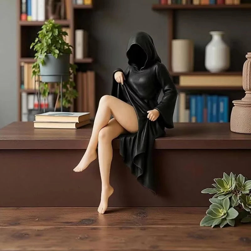 Women Statue Masked Women Desktop Ornament Mysterious Lady Statue for Desk Room Fireplace Shelf Mantel Table Entryway
