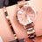 2pcs Set Watch Luxury Women Simple Dial Hollow Strap Fashion Gold Bracelet Quartz Wristwatch Student Ladies Watches Reloj Mujer - Lootquake