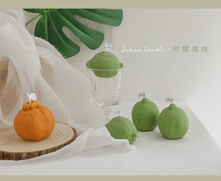 Bougie parfumée décorative au citron, cadeau d'anniversaire parfumé DIY, bougie imitation fruit