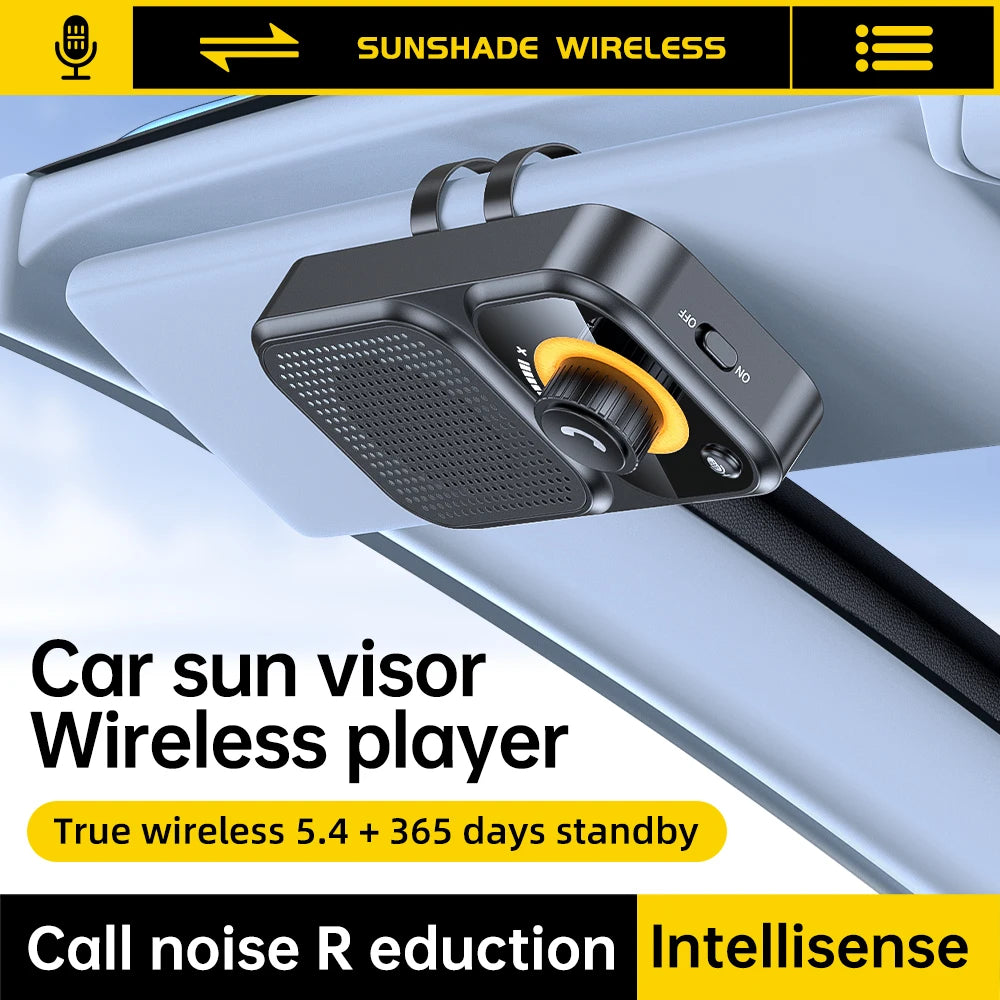 Bluetooth5.4 Car Speaker Handsfree Car Kit Sun Visor Clip Wireless Audio Receiver Noise Cancelling Speakerphone MP3 Music Player