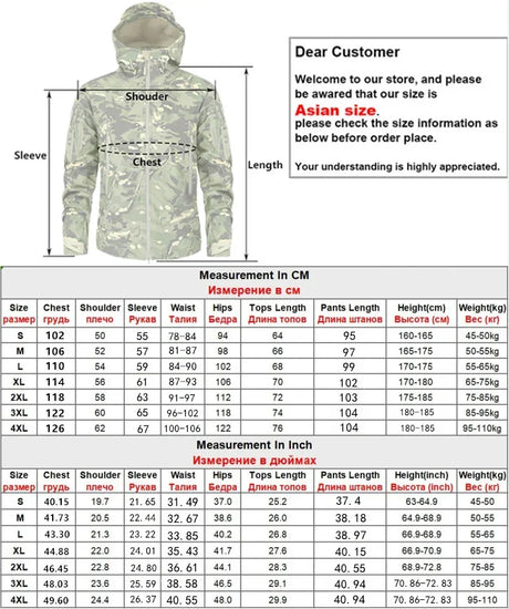5XL Shark Skin Soft Shell Autumn and Winter Plush Thickened Mountaineering Tactics Training Breathable Windproof Charge Suit - Lootquake