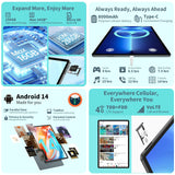 Tablette Odea S11, 11 pouces, TDDI, 8 000 mAh, Android 14 (6 Go + 10 Go d'extension), 16 Go de RAM, 256 Go de ROM, IPS 1920 x 1200, Unisoc T606, 8 cœurs, Mali-G57, 4G LTE, Wi-Fi, GPS, 2 emplacements SIM + 1 emplacement TF, Widevine L1 pour Netflix