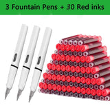 Juego de 33 plumas estilográficas Kawaii con tinta reemplazable, tinta negra, azul y roja EF de 0,38 mm, bolígrafos escolares, material de oficina, papelería para escribir.