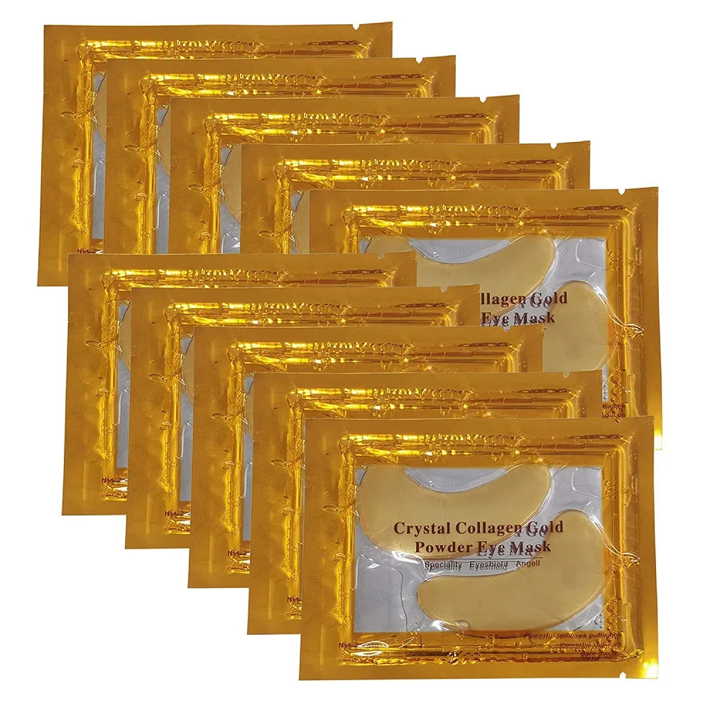 Mascarilla de colágeno cristalino con polvo dorado para ojos, antiojeras y antiarrugas, hidratante y nutritiva, para el cuidado ocular (5/10 pares)