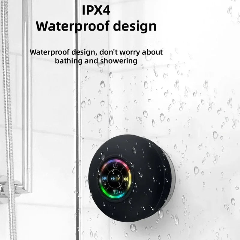 Wireless Bluetooth Speaker IPX4 Waterproof Loudspeaker Long lasting Mini Stereo LED Bathroom Sound Box With Powerful Suction
