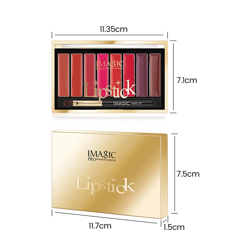 IMAGIC 8-Color Lipstick Palette Set Moisturizer Matte DIY Lipsticks Velvet Long Lasting Waterproof Lipgloss Pigments Lips Makeup