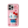 Kawaii 3D Cartoon Cry Hello Kitty Telescopic Bracket Soft Silicone Phone Case For iPhone