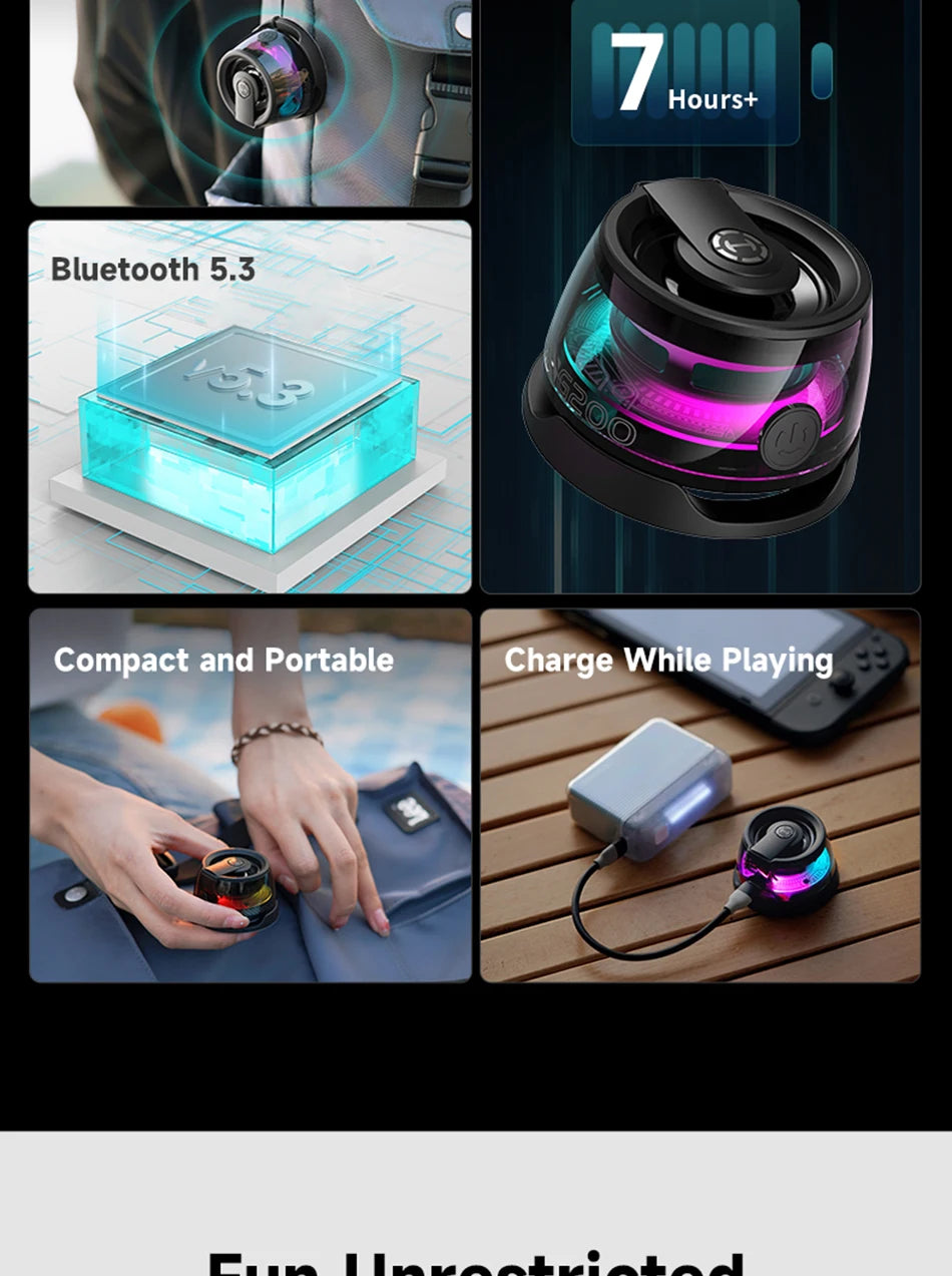 Enceinte Bluetooth portable Edifier HECATE G200, éclairage RGB, haut-parleur magnétique BT5.3, mini caisson de basses, autonomie de 7 heures, support pour téléphone