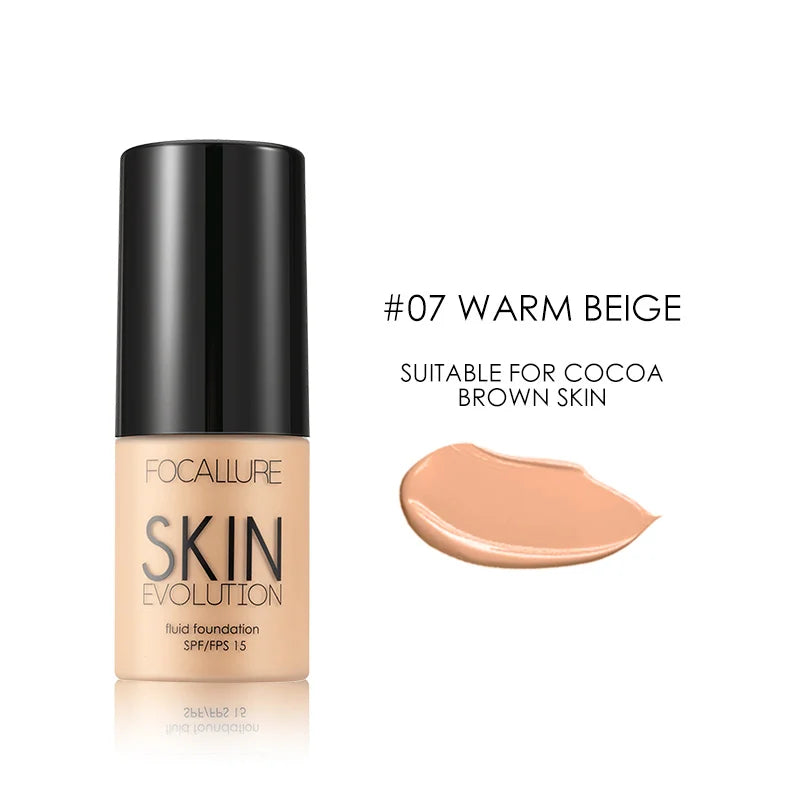 Base de maquillaje Focallure de 8 colores, base líquida, crema de cobertura total, corrector, hidratante, maquillaje facial.