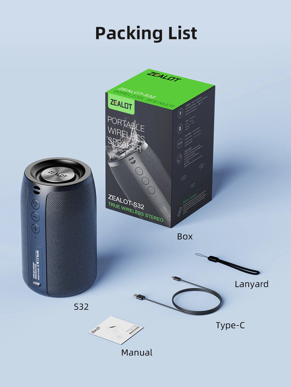 Altavoz Bluetooth con subwoofer, minialtavoz inalámbrico portátil, pequeño, resistente al agua, auxiliar, para PC, ordenador, potente caja de sonido para música