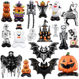 Halloween Decor Giant Standing 3D Foil Balloon Witch Pumpkin Tombstone Mummy with Base Haunted House Yard Displays Party Prop