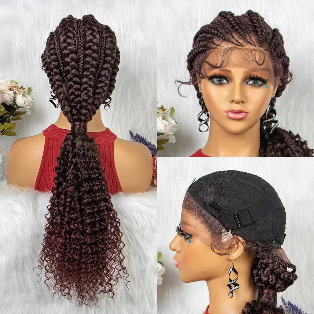 28" Double Dutch Cornrow Braided Lace Front Wig | Twist Braids | Baby Hair | Synthetic Wig