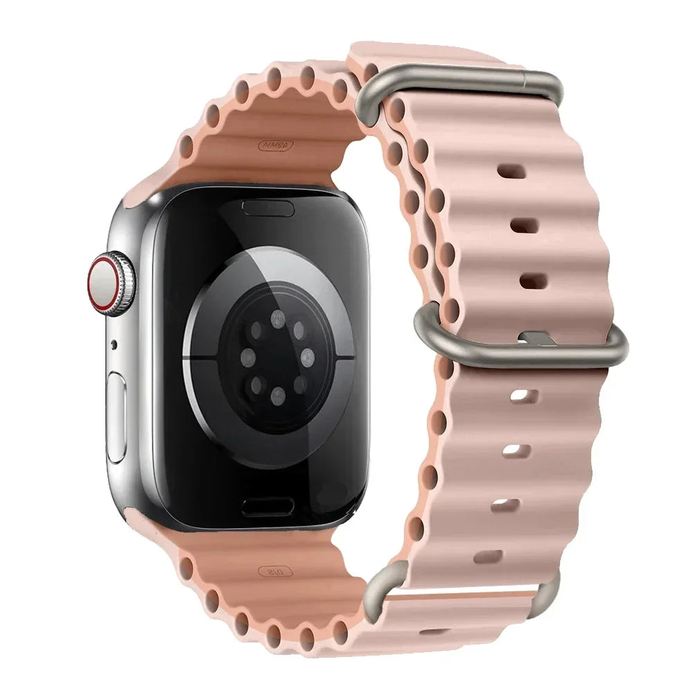 Silicone Strap For watch band 44mm 40mm 49mm 45mm 41mm 38mm accessorie correa bracelet iWatch Ultra 2 series 7 6 5 se 8 9 - Lootquake