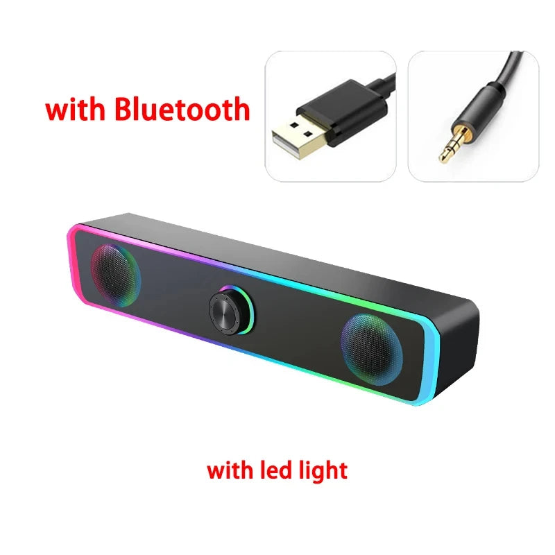 Altavoz Bluetooth 4D Surround Sound Bar Altavoces de computadora con cable Subwoofer estéreo Barra de sonido para computadora portátil PC Cine TV Aux 3.5mm