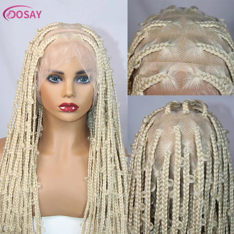 36" Butterfly Braids Wig | 613 Blonde & Burgundy Accents | Full Lace | Goddess Locs & Box Braids