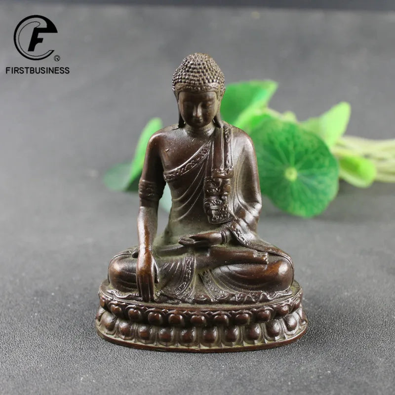 Estatua antigua de Buda Shakyamuni de cobre, hecha a mano en latón, escultura budista, figuritas hindúes de Feng Shui, meditación, decoración del hogar.