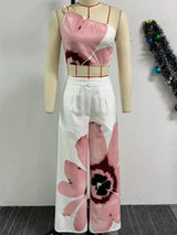 2 Piece Women Sets 2024 New Arrival Summer Autumn Matching Printing Two Pieces Sets Sleeveless Top And Pants Suits Outfits - Lootquake