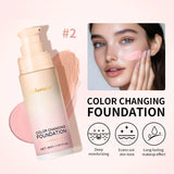 Base de maquillaje Lakerain que cambia de color CC Cream, base de maquillaje facial resistente al agua, base líquida, corrector impecable de larga duración.