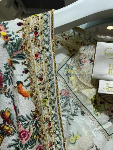 2024 New V-neck Heavy Beaded Butterfly and Flower Print Women Vacation Wear 100% Silk Multi-layer Ruffles Long Dress - Lootquake