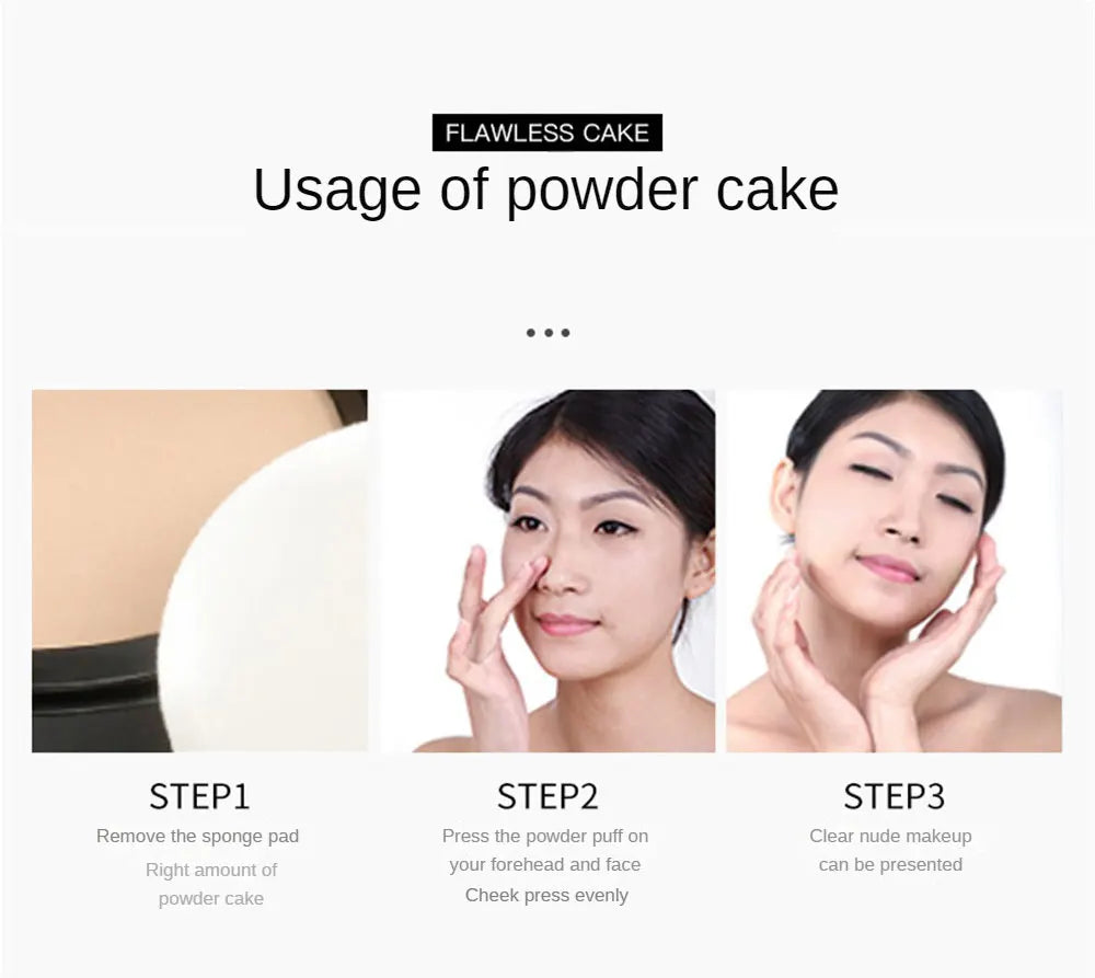 Pressed Powder Waterproof Long-lasting Full Coverage Face Compact Setting Powder Makeup Foundation Oil Control Cosmetics