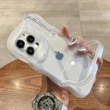 2IN1 Folding Stand Wave Clear Phone Case For iPhone