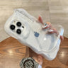 2IN1 Folding Stand Wave Clear Phone Case For iPhone