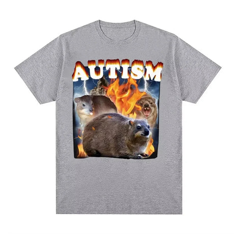 Autism Funny Hyrax Meme Tee Shirt Women Clothing Harajuku Vintage Oversized T-shirt Unisex Summer O-Neck Tops Short Sleeve Shirt - Lootquake