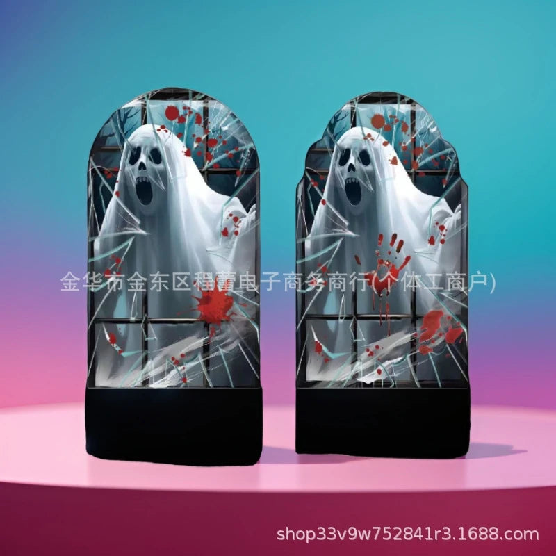 Halloween Ghost Hologram Mirror Spooky Haunted Wall Decoration Novelty White Ghost Illusion Mirror Scary Party Prop Home Decor