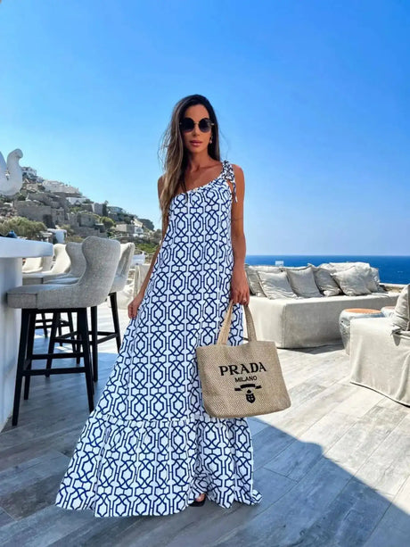 Sexy 3D Flower Long Dress Women 2024 Summer Semi-sheer Party Dresses Elegant Slim One Shoulder Maxi Vestidos Holiday Beach Robe - Lootquake