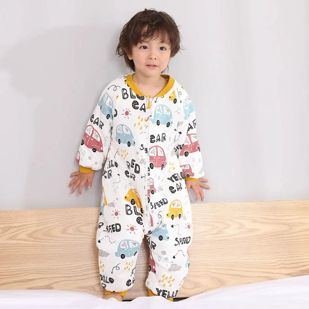 Baby Sleeping Bag Cute Flowers Print Toddler Sleepwear Walk Play Pajamas 2.5Tog Thick Winter Keep Warm Sleepsack 1-4 Years - Lootquake