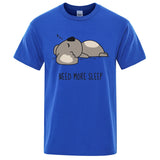 Need More Sleep Cartoons Bear Men Tshirt Street T-Shirts Hip Hop Unisex Tops Fashion Cotton Clothes Casual Breathable T Shirt - Lootquake
