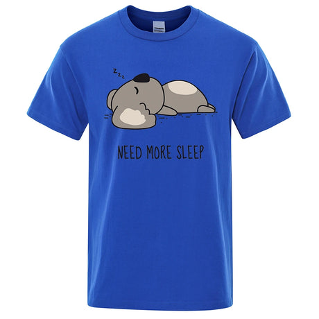 Need More Sleep Cartoons Bear Men Tshirt Street T-Shirts Hip Hop Unisex Tops Fashion Cotton Clothes Casual Breathable T Shirt - Lootquake