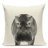 Black and White Cute Animals Cushion Cover - Animal Portrait Decoration Throw Pillow Case 45x45cm for Home Sofa Decor