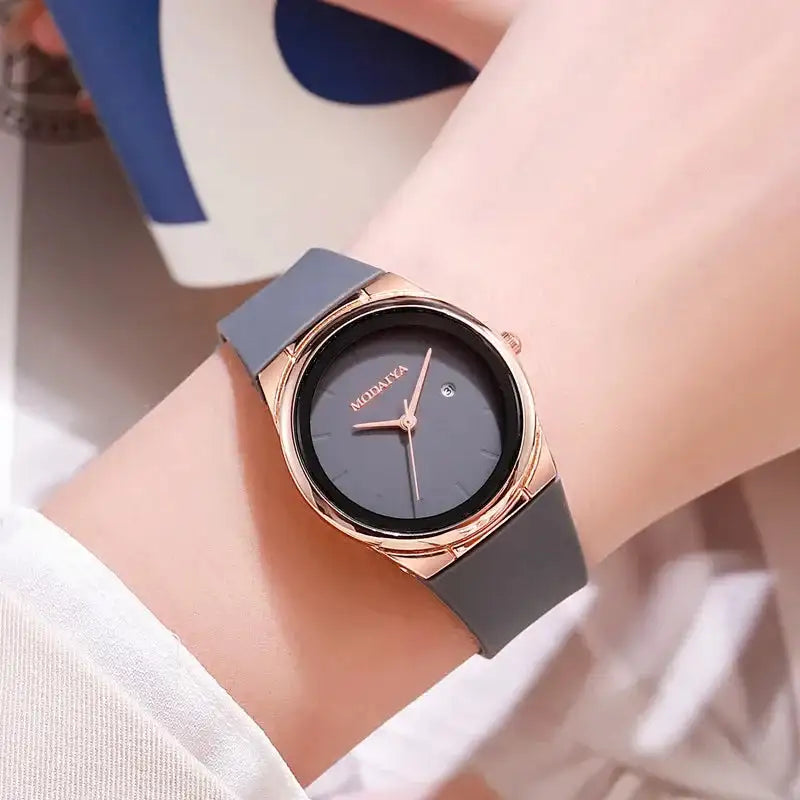 Fashion Women's Minimalist Calendar Quartz Watch Student WatchesSilicone Strap Wristwatch Reloj Mujer Dropshipping - Lootquake