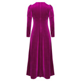 Girls Velvet Medieval Princess Dress Long Sleeve Renaissance Retro Robe Ancient Roman Long Dress for Halloween Carnival Party - Lootquake