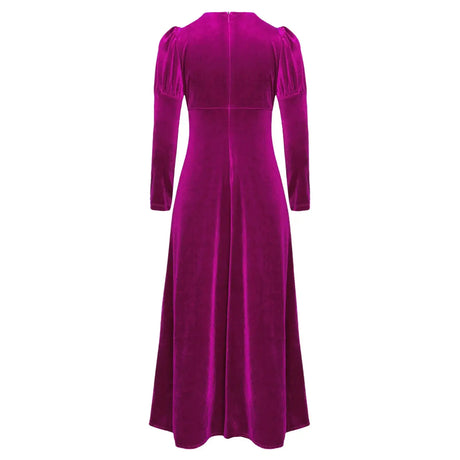 Girls Velvet Medieval Princess Dress Long Sleeve Renaissance Retro Robe Ancient Roman Long Dress for Halloween Carnival Party - Lootquake