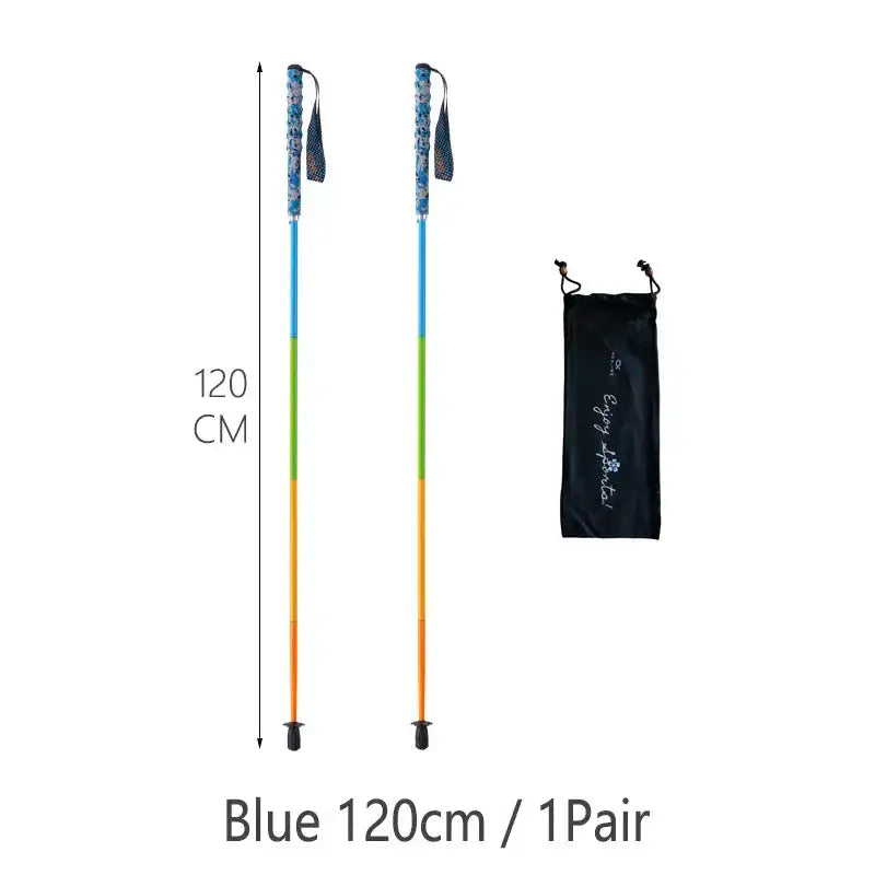 110g Ultra Light Weight Trekking Poles Folding Hiking Sticks Portable Carbon Fiber Collapsible Nordic Walking Cane Sticks Bags - Lootquake