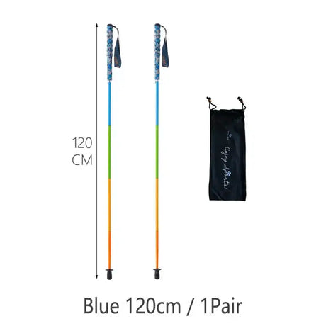 110g Ultra Light Weight Trekking Poles Folding Hiking Sticks Portable Carbon Fiber Collapsible Nordic Walking Cane Sticks Bags - Lootquake