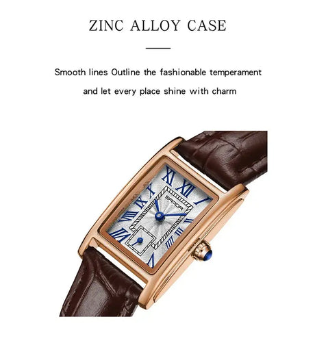 SANDA 1116 New Fashion 2024 Elegant Design Rectangle Dial Water Resistant Quartz Movement Business Women Analog Wrist Watch - Lootquake