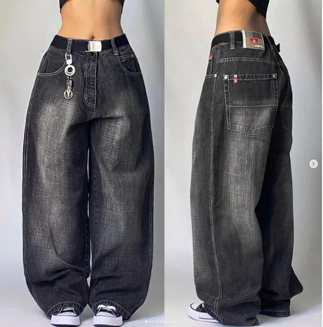 Streetwear Fashion New Multi-pocket Washed Baggy Jeans Men And Women Y2K Hip-hop Harajuku Casual Gothic High Waist Wide Trouser - Lootquake