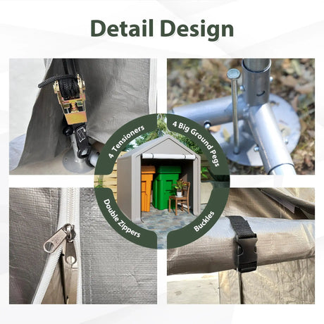 LZBEITEM 6 x 6 ft Portable Outdoor Storage Tent Shelter Shed, Heavy Duty Storage Tent with Roll-up Doors Shelter for Garden Tool - Lootquake