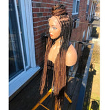 28" Platinum Grey Box Braided Wig | Full Lace | Kanekalon Synthetic Hair | Choose Lace Color